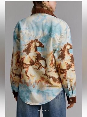 BDG Blue and Brown Western Button Up Shirt New With Tags SZ S